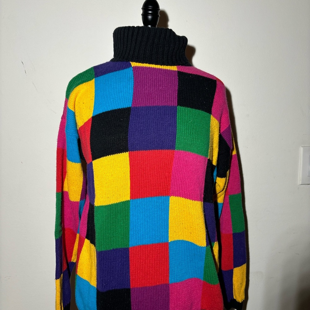 Rafaella Multicolor Patchwork Turtleneck Sweater - image 6